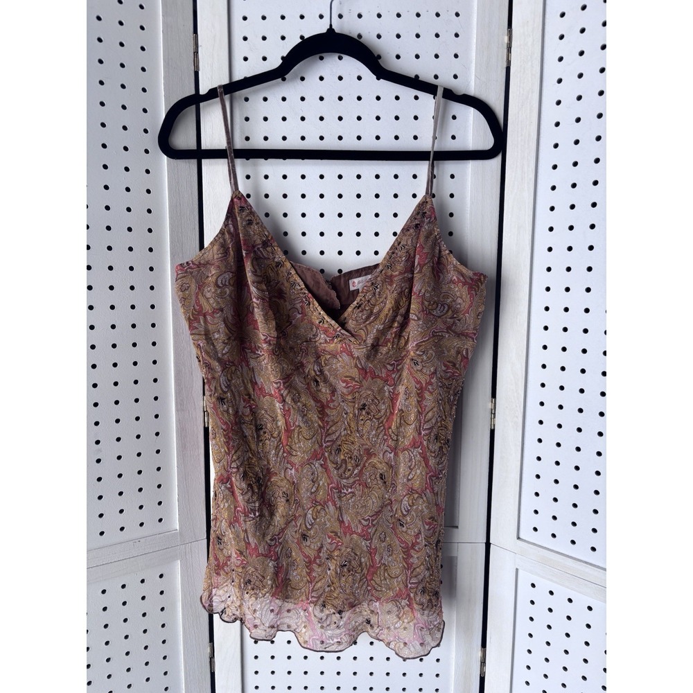 Polo Jeans Company Ralph Lauren Women's XL Silk Beaded V Neck Tank Camisole
